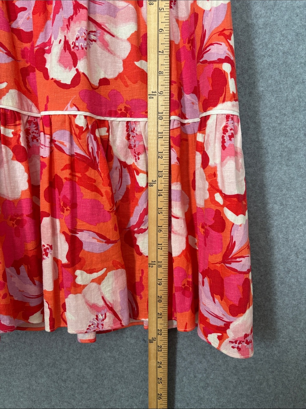 Vince Camuto Red and Pink Floral Tiered Mini Dress 14 - Picture 7 of 9